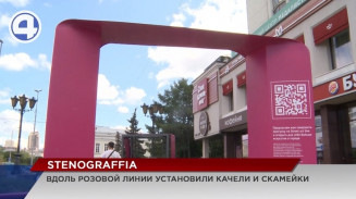 Вдоль розовой линии, которая ведет по объектам фестиваля «Стенограффия», появились скамейки и качели Вдоль розовой линии, которая ведет по объектам фестиваля «Стенограффия», появились скамейки и качели