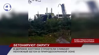 В деревне Коптяки строители сливают ненужный бетон в природоохранной зоне В деревне Коптяки строители сливают ненужный бетон в природоохранной зоне