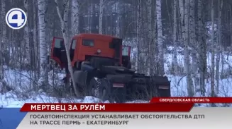 На трассе Пермь – Екатеринбург большегруз вылетел с проезжей части и врезался в дерево На трассе Пермь – Екатеринбург большегруз вылетел с проезжей части и врезался в дерево