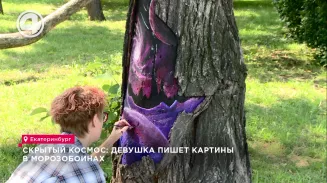 Скрытый космос: девушка пишет картины в морозобоинах Скрытый космос: девушка пишет картины в морозобоинах