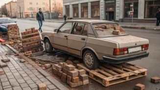 Кто виноват? На машину уральца упали паллеты с тротуарным кирпичом Кто виноват? На машину уральца упали паллеты с тротуарным кирпичом