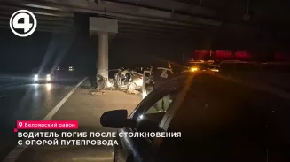 Водитель Lada Granta погиб после столкновения с опорой путепровода на трассе